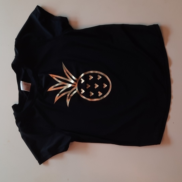 Cat and Jack large 10 12 black gold pineapple short sleeve swim rashguard - Picture 1 of 7